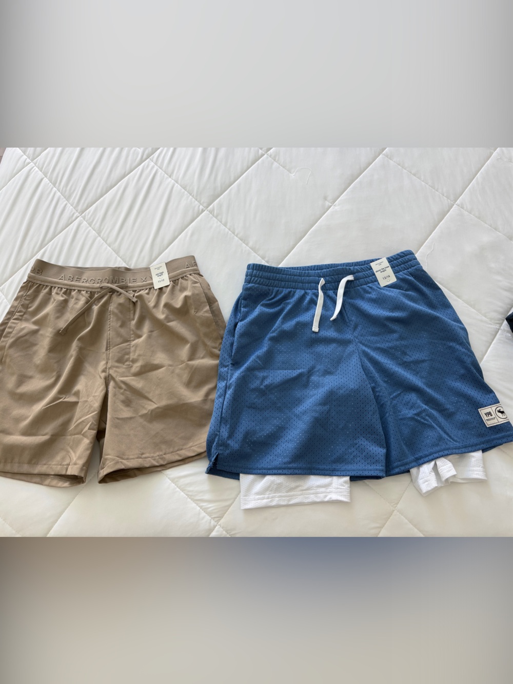Abercrombie & Fitch Kids Two-Pack Shorts — Tan and Blue Athletic
